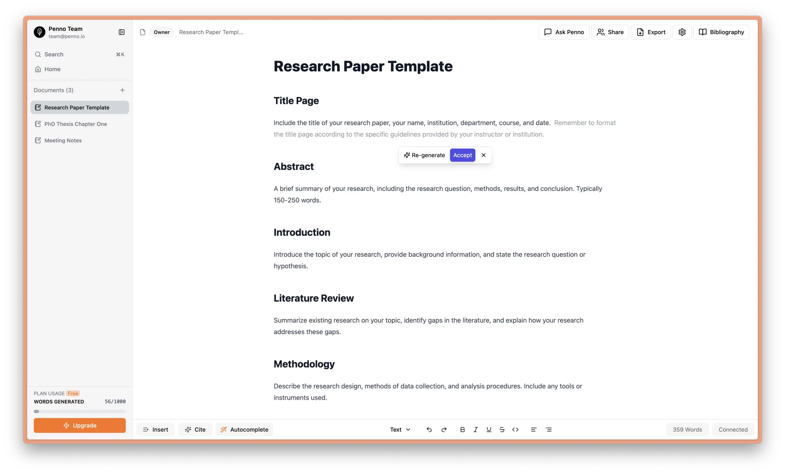 پنو: ابزاری بینظیر برای دانشآموزان و معلمان 1 Penno - Your ultimate writing, editing, and citation tool